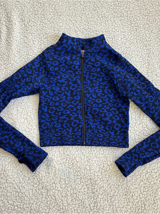 Sweaters - Kids Blue Leopard Print Zip-Up Jacket
